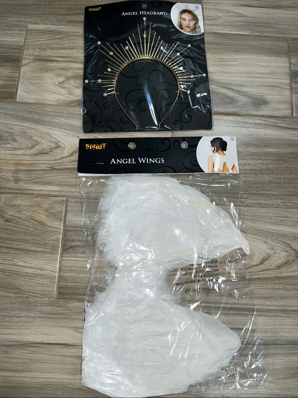 Spirit White Feather Angel Wings with Gold Radiant Halo Headband